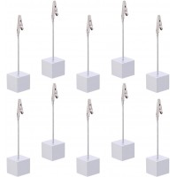 BESPORTBLE 10Pcs Memo Clip Holder Stands with Alligator Clips Cube Base Memo Holders Creative Note Clip Card Holder Photo Clamp for Home Office  Silver  - BFFMBK6D5