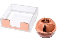 Buqoo Clear Sticky Memo Pad Holder 100 Rose Gold Magnetic Paper Clips Dispenser Desk Organizer Set for School Office and Personal Use - BEDU9NPHX