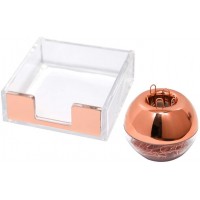 Buqoo Clear Sticky Memo Pad Holder 100 Rose Gold Magnetic Paper Clips Dispenser Desk Organizer Set for School Office and Personal Use - BEDU9NPHX
