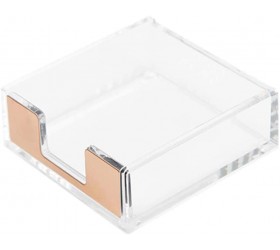 Clear Acrylic Gold Self Stick Memo Pad Holder 5mm Super Thick Notes Cards Cube Dispenser Case 3.5x3.3 Inch for Office Home School Elegant Desk Accessory - BNWBJRNEK