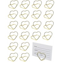 CSNSD Place Card Holder 20PCS Heart Shaped Metal Wire Desktop Seat Table Name Card Holders for Photos Food Signs Memo Notes Weddings Restaurants Birthdays Picture Stand Clip - BZHW0HCTJ