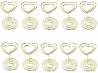 JANOU Mini Heart Shape Place Card Memo Holder Picture Stand Note Clip for Wedding Party Decoration Pack 10pcs Gold - BKAX04QO7