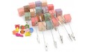 RETON 20 Pcs Lightweight Wooden Cube Base Memo Clips Holder Stand with Alligator Clip Clasp and 10 Pcs 3D Wooden Push Pins Thumb Tacks Multi-Color - B8V16X9H1