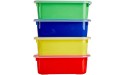 4-Pack Toy Storage Organization Bins with Lids 10 Quart Stackable Plastic Shelf Containers with Cover Classroom School Supplies Closet Shelves Arts and Crafts Bin - BUES7108Z