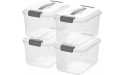 5.5 Qt Clear Storage Latch Box Bin with Lids 4-Pack Plastic Organize Bins with Handle - B4UL74TQP
