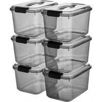 5.5 Quart Black Clear Storage Latch Bins with Lids Handle 6-Pack Plastic Lidded Home Storage Organizing Latch Box - BTVQF5TKH