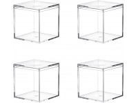 Acrylic Plastic Square Cube Dayaanee Plastic square cube containers with Lid Storage Box 3.9x3.9x3.9 Inch 100X100X100mm for Candy Pill and Tiny Jewelry - B21IXRLNI