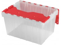 Akro-Mils Holiday Storage KeepBox Plastic Storage Container 12 Gallon with Hinged Attached Lid 66486CLRED 21-Inch L by 15-Inch W by 12-Inch H Clear Red - B3U8QWVT5