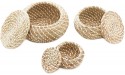 Americanflat Woven Seagrass Storage Baskets with Lids Handmade Decorative Storage Baskets for Shelves Set of 3 - BZY3HNL6C