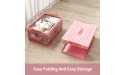 Apsan Collapsible Storage Bins with Lids for organizing Stackable Clear Latch Storage Box with Handle Folding Plastic Containers Pink - B2Y97LOYN