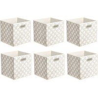 Basics Collapsible Fabric Storage Cubes with Oval Grommets 6-Pack Linked - B8UQPP2TJ