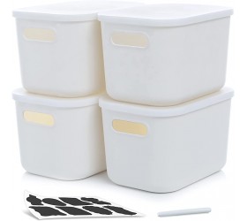 Citylife 4 Packs Plastic Storage Bins with Lids White Storage Box with Handle Stackable Containers for Organizing 10.12 x 6.97 x 6.22 inch - BLVSIUFO0