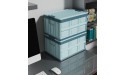 Collapsible Storage Bins with Lids 30 L Folding Plastic Lidded Storage Utility Crates Stackable Storage Latch Box Container for Clothes Books and Grocery Blue - BP5KRHOZU