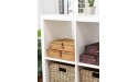 Flat Seagrass Storage Bins with Lid Small Wicker Basket Shelf Wardrobe Organizer Set of 2 - BIKWJU4IS