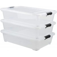 Gloreen 3-Packs Plastic Underbed Storage Bins with Lids 40 Quart Latch Storage Box - B5N2ACS5G