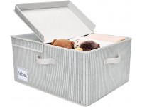 GRANNY SAYS Shelf Basket Canvas Storage Bins with Lid Decorative Storage Box for Wardrobe Extra Large White with Black Stripes - B3UEJOR4P