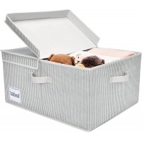 GRANNY SAYS Shelf Basket Canvas Storage Bins with Lid Decorative Storage Box for Wardrobe Extra Large White with Black Stripes - B3UEJOR4P