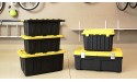 Homz Tough Durabilt Tote Box 27 Gallon Stackable 2 Pack Black Yellow 2 Pack - BH24LX6MT