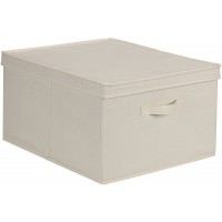 Household Essentials 115 Storage Box with Lid and Handle | Natural Beige Canvas | Jumbo - B6VCCVJV4