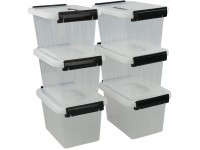 Idomy 6-Pack Tiny Clear Latching Boxes with Handle 2.5 Quart Plastic Storage Box - BPULSJZJ1