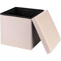 Instome Foldable Storage Ottomant,Foldable Storage Cube Ottoman with Lid for Children Bedroom and Living Room,Foldable Linen Fabric Ottoman 11.8x11.8x11.8inch-Pack of 1 - BQ8RS3YA5