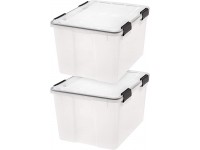 IRIS USA 46.6 Quart Weathertight Plastic Storage Bin Tote Organizing Container with Durable Lid and Seal and Secure Latching Buckles 2 Pack - BDQLEW1M8