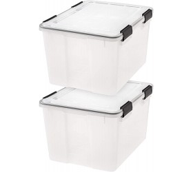 IRIS USA 46.6 Quart Weathertight Plastic Storage Bin Tote Organizing Container with Durable Lid and Seal and Secure Latching Buckles 2 Pack - BDQLEW1M8