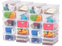 IRIS USA 5 Quart Plastic Storage Bin Tote Organizing Container with Latching Lid for Shoes Heels Action Figures Crayons Pens Art Supplies Stackable and Nestable 20 Pack Clear - B2KURY4MW