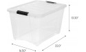 IRIS USA 53 Qt. Plastic Storage Bin Tote Organizing Container with Durable Lid and Secure Latching Buckles Stackable and Nestable 6 Pack clear with Black Buckle - BSUB8L8B3