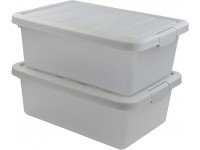 Jandson 14 Quart Clear Frosted Bin Plastic Latching Box Container with Grey Lid Pack of 2 - BALZVANM5