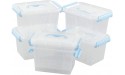 Jandson 3.5 Liter Clear Storage Bin Latching Box Container with Blue Handle 6 Packs - BRZA2XFR6
