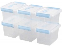Jandson 3.5 Liter Clear Storage Bin Latching Box Container with Blue Handle 6 Packs - BRZA2XFR6