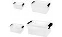 Jucoan 4 Pack Clear Plastic Storage Bin with Lid and Black Buckles 8.5 4.5 1 0.5 Quart Stackable Plastic Latch Bin Tote Container for Snack Toy Crafts Art Supplies - B7UL4I9G6