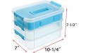 JuxYes 3-Tiers Stack Carry Storage Box With Divided Tray Transparent Stackable Storage Bin With Handle Lid Latching Storage Container for School & Office Supplies Blue - B65VI9CYR