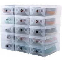 kilofly 15 Kids Women Smart Storage Containers Foldable Clear Shoe Box Set - B7NCBX7MJ
