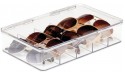 mDesign Plastic Stackable Eyeglass Case Storage Organizer with Hinged Lid for Unisex Sunglasses Reading Glasses Fashion Eye Wear Protective Glasses 5 Sections Ligne Collection Clear - BDAU94SH9