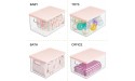 mDesign Stackable Plastic Storage Toy Bin Box with Lid Organizer for Organizing Child Kids Action Figures Crayons Markers Blocks Balls Puzzles Crafts Dog Cat Toys 2 Pack Clear Pink - BGYL515ID