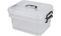 Nicesh 8 L Clear Plastic Storage Box with Handle 2-Pack - BRHLMGLDG
