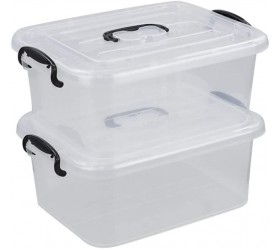 Nicesh 8 L Clear Plastic Storage Box with Handle 2-Pack - BRHLMGLDG