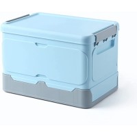 Normi Homes 15 Qt Durable Foldable Plastic Storage Bins with Lids Easy to Assemble Storage Containers Stackable Plastic Bins for Home & Office Organization Toys Snacks Books Storage Box Light Blue - BMOD6WWNN