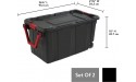Plastic 40 Gallon Wheeled Storage Bin Set of 2 Storage Boxes in Black Storage Box Set with Handles - B2T2HTGFR