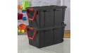 Plastic 40 Gallon Wheeled Storage Bin Set of 2 Storage Boxes in Black Storage Box Set with Handles - B2T2HTGFR