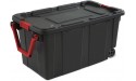 Plastic 40 Gallon Wheeled Storage Bin Set of 2 Storage Boxes in Black Storage Box Set with Handles - BVZ23B88Y