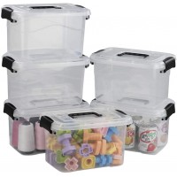 Ramddy 5 Quart Clear Plastic Bins with Lid Versatile Latching Box with Black Handles 6 Packs - BXCRKU91C