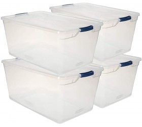 Rubbermaid Cleverstore Clear Stackable Containers With Durable Latching Lids 95 Qt 4 Count - B8IXZVJC9