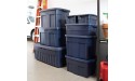 Rubbermaid Roughneck 10 Gallon Rugged Storage Tote in Dark Indigo Metallic with Lid and Handles for Home Basement Garage 6 Pack - B5W31WXVW