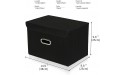 SEVENDOME Linen Fabric Foldable Collapsible Storage Cube Bin Organizer Basket with Lid Leather Handles Removable Divider for Home Closet Black 3Pcs - BK1NX8ARL