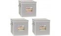 SimpleHouseware 3-Pack 12-Inch Cubic Storage Basket w Lid Window and Side Handles Grey - BM062KZHR