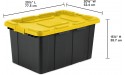 Sterilite 14669Y04 27 Gallon Liter Industrial Tote Large Yellow Lily lid with Black Base. 4 Count - BCEUVJCGG
