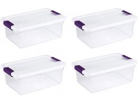 Sterilite 15-Quart Clearview Latch Box Storage Tote Container Storage 4PK Purple - BNR734UIT
